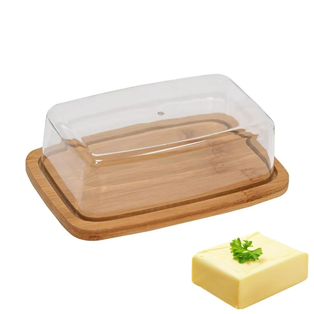 Mantequera Plato for Mantequilla de encimera, Tapa de acrílico Transparente, contenedor for Mantequilla for Almacenamiento en la Cocina Mantequera