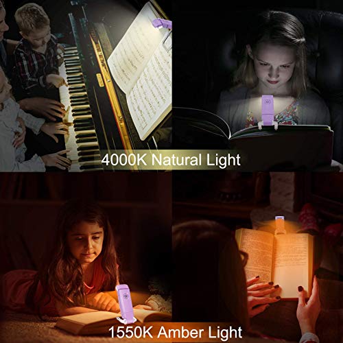 Image of LUXSWAY Rechargeable Book Reading Light for Kids,Clip on LED Portable Bookmark Light with Brightness Adjustable for Eye-Protection,Warm White and Amber LEDs Night Reading Lights for Bookwarms