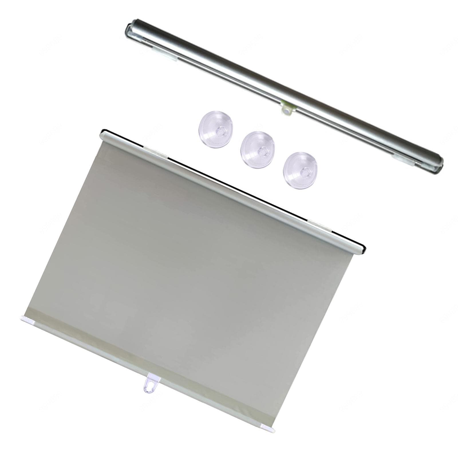 BBAUER Privacy Suction Cup Roller Blinds, Indoor Blackout Roller Shades, Portable Retractable Curtains for Bedroom, Living Room/Grey/68 * 125Cm/27 * 49In
