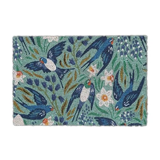 Relaxdays Felpudo Coco, Diseño Golondrinas, Tapete Interior y Exterior, 40x60 cm, Antideslizante, Resistente, Multicolor, 90% 10% plástico