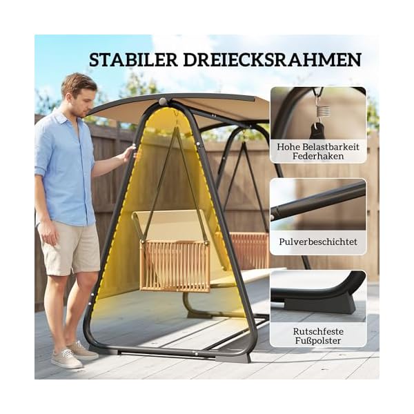 Outsunny Hollywoodschaukel 3-Sitzer Sand
