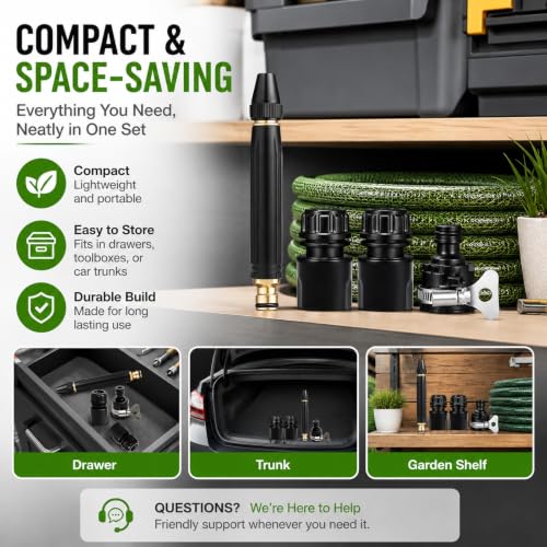 High Pressure Hose Nozzle for Garden Hose, heavy duty adjustable twist hose nozzle jet sweeper nozzle with Quick Connect, 3 Spray Patterns, Leak-Resistant Sprayer for Car Washing, Patio and Garden by GTAYLH - Used condition - Image 5