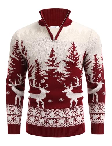 COOFANDY Men's Quarter Zip Pullover Sweater Casual Zip Up Polo Sweater Knit2