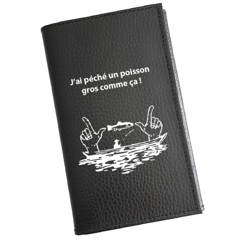 Syl'la – Porte-papiers Voiture Cuir Noir Personnalisé Peche Humour – Étui Carte Grise, permis pour Homme