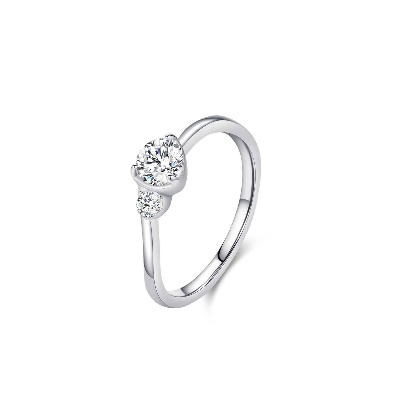 Pierścionek z białego złota 9K dla dziewczyny, pierścionek zaręczynowy damski, 5 mm, diament laboratoryjny, biały, 0,5 ct diament laboratoryjny
