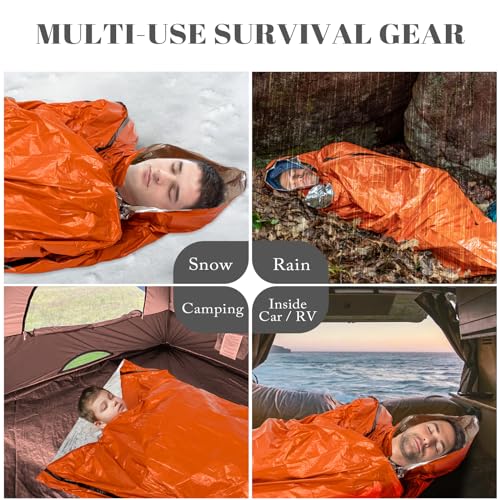 ANLOKE Bolsas de Dormir de Emergencia (Paquete de 2) Bolsa de Dormir de Supervivencia - Bolsas Térmicas Portátiles Bivy Sack, Manta de Emergencia Mylar Equipo de Supervivencia miniatura 6
