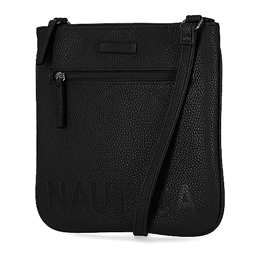 Nautica Bolsa tiracolo feminina Lakeside Signature Jaquard North South, Preto (fora e sobre), One Size