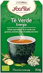COMPRAR Yogi Tea - Té Verde Energía, Infusión Ayurvédica de Té Verde con Guaraná, Jengibre y Flores de Saúco - 17 Bolsitas, 30,6g