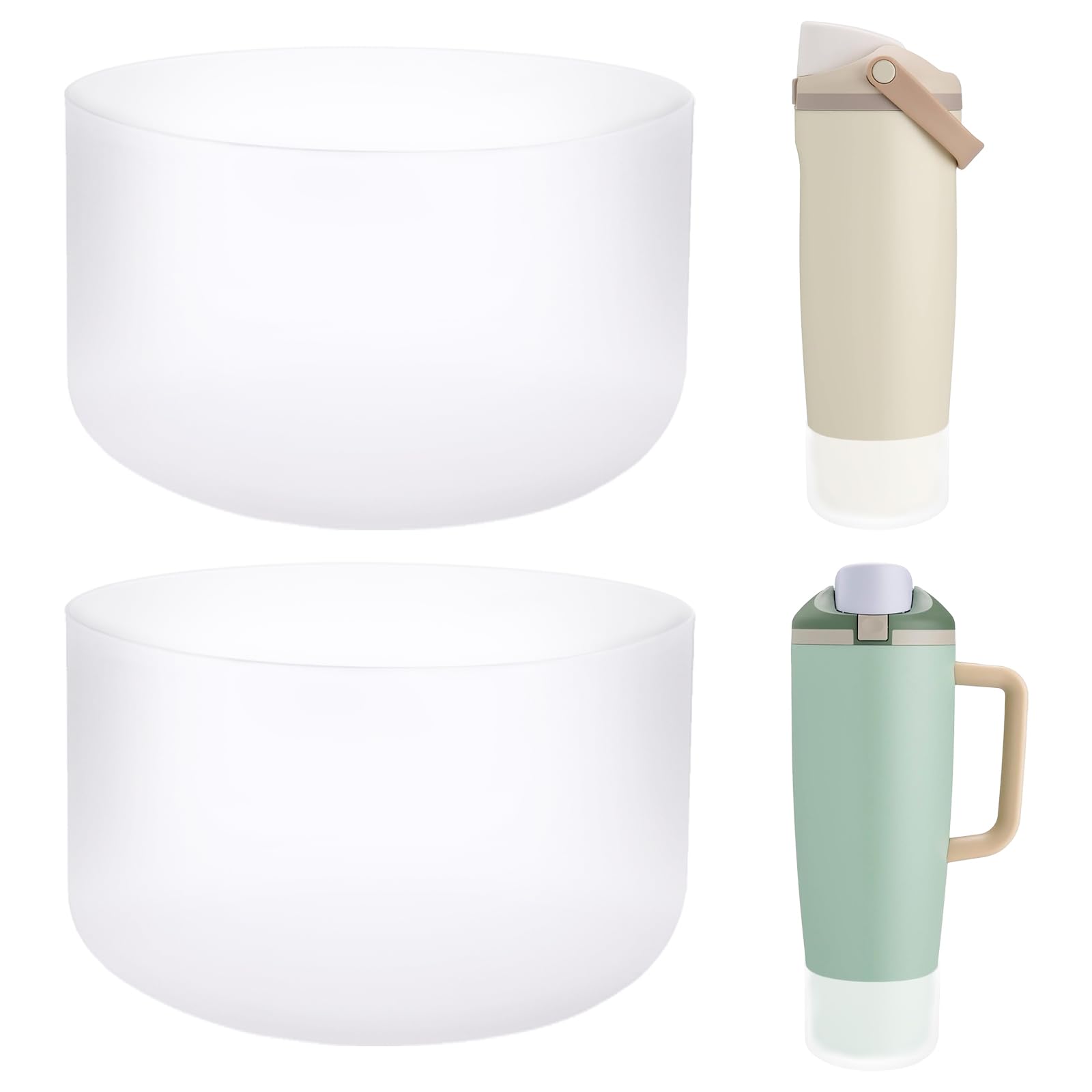 HEYSKAY 2PCS Silicone Boot Compatible with Owala 30oz & 40oz FreeSip Sway and 40oz Tumbler, Anti-Slip Bottom Boot Water Bottle Protective Sleeve(Clear