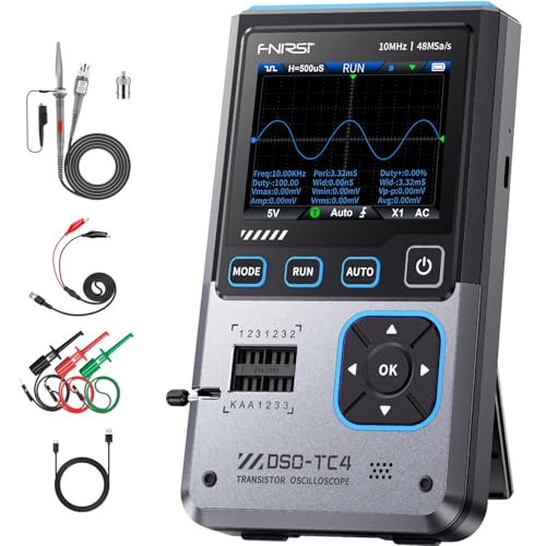 FNIRSI DSO-TC4 3-in-1 オシロスコープ 10MHz帯域幅 48MS/s サンプルレート対応 ハンドヘルドデジタルオシロスコープ トランジスタテスター 信号発生器 ポータブル バックライト調整可能