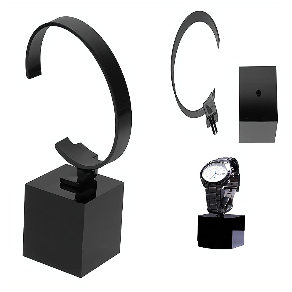 ELECDON Watch Display Stand, Bracelet Jewelry Watch Display Rack Holder Acrylic Watch Stand Organizer Holder Watch Accessory for Home or Store Use (Black)