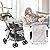 LONABR Folding Dog Stroller Travel Cage Stroller for Pet Cat Kitten Puppy Carriages - Large 4 Wheels Elite Jogger - Single or Multiple Pets (Gray - 2 cage)