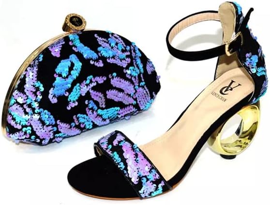 Venus Chan Italian Design African Style Matching Bag/Shoes Set Decorated with Appliques