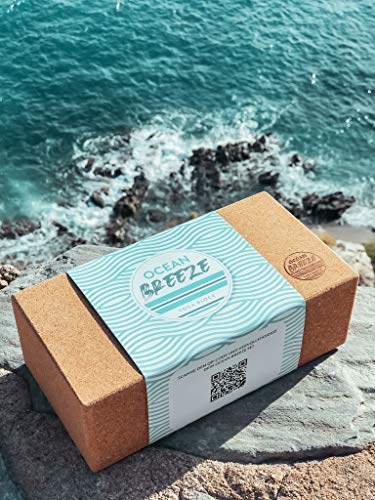 OCEAN BREEZE Yogablok van kurk, ecologisch duurzaam yogablok van 100% natuurkurk, antislip, veganistisch, milieuvriendelijk voor pilates, beginners en gevorderden kurkblok met handleiding (mogelijk niet beschikbaar in het Nederlands). - Image 3