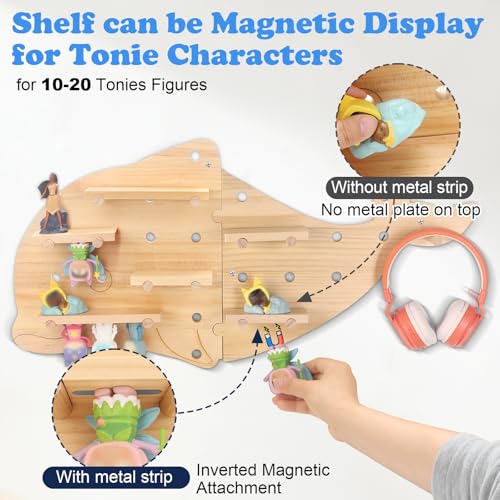Image of Inspired by Montessori Display Shelf for Toniebox 2 /1 Tonies Figures | Dolphin DIY Open-Ended Play Storage Organizer Wall Shelf for Tonies Box Characters, Enhance Children's Hands-On Skills