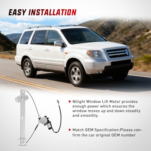 Image of Nilight 748-513 Power Window Regulator and Motor Assembly Rear Passenger Side, OE Replacement for Honda Pilot 2003 2004 2005 2006 2007 2008