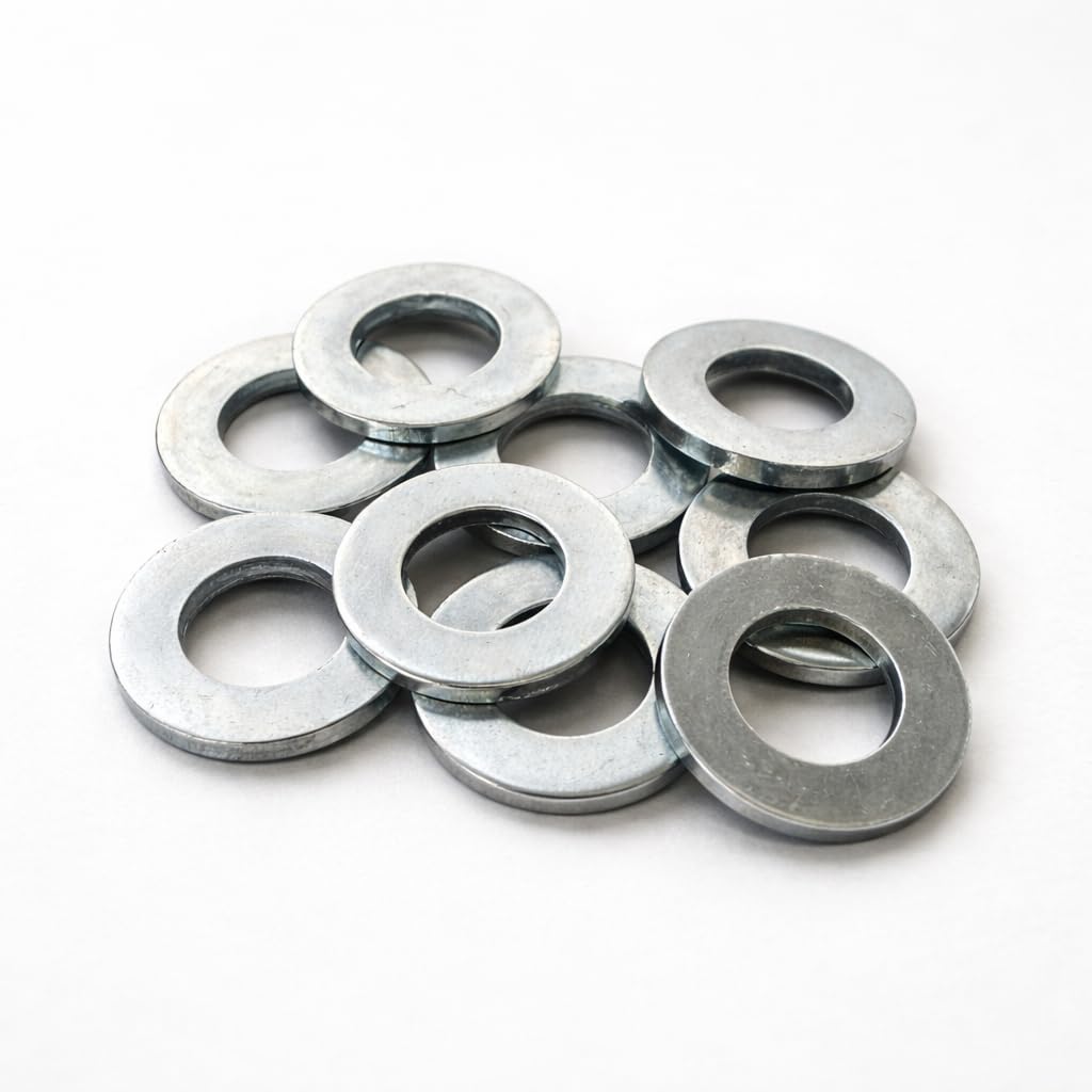M12 (12mm) (Pack of 10) Flat Washers DIN125 Form A Steel 200HV Zinc Plated – Metric Washers for Bolts, Screws & Threaded Rods - A01D