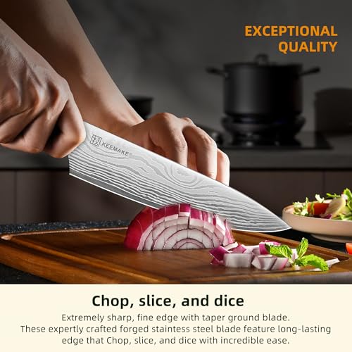 Image of KEEMAKE 14-Piece Knife Set with Block,Ultra Sharp Knife Block Set High Carbon Stainless Steel Kitchen Knife Set Professional Chef Knife Set with Ergonomic Pakkawood Handle and Sharpener