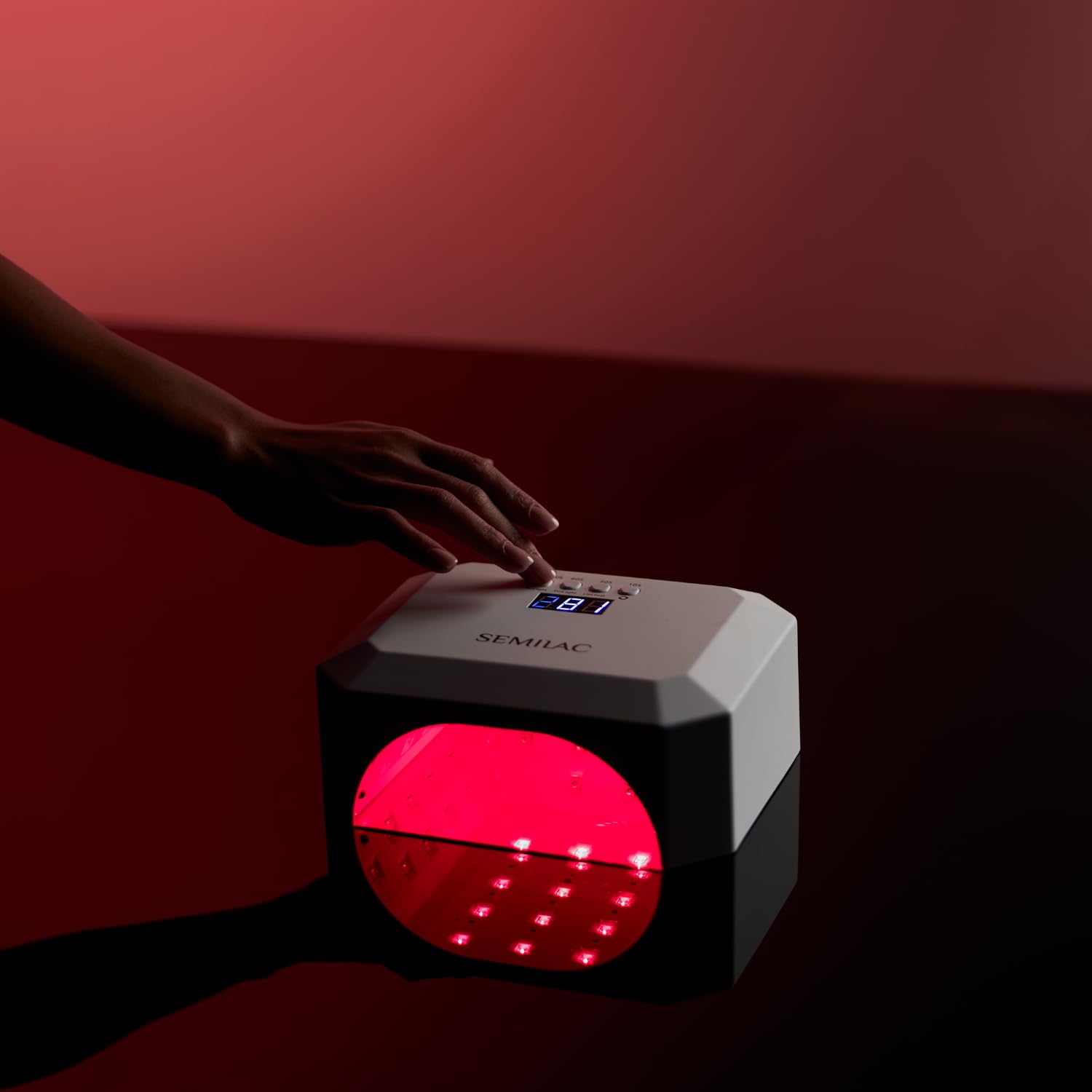 Semilac Lampa UV LED 24 W/48 Diamond – system Multi LED Red Light, 3 tryby świecenia (niebieski, różowy, czerwony) do szybkiego utwardzania i pielęgnacji skóry, czerwone światło 660 nm