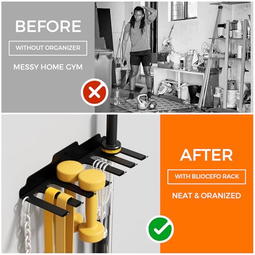 Image of JNIHEEP Olympic Barbell Hanger,Garage Gym Bar Wall Rack,Vertical Barbell Mount Rack,Black Powder Coated,Space Saving Commercial or Home Gym Accessory,Holds Under 33mm Bar Size