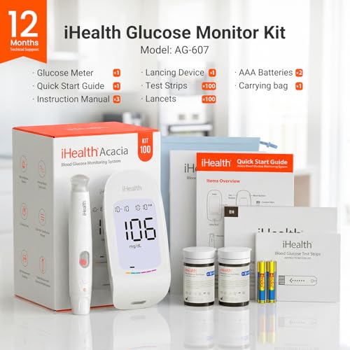 iHealth Acacia AG-607 Blood Glucose Monitor Kit, 100 Strips & Lancets - image 9