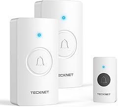 TECKNET Wireless Doorbell, Door Bells Wireless IP65 Waterproof Battery Operated Cordless Door Chime Kit up to 1300ft Long Range with 60 Melodies & 5-Level Volume, LED Flash, 4.5 Year Battery Life
