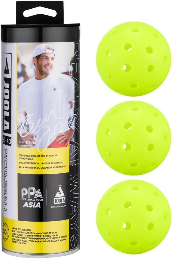 JOOLA HC-40 USAP Approved Hardcourt Pickleball Balls - Tournament Ready with True Bounce & Storage Tube - 3/12 Pack for Indoor/Outdoor Play