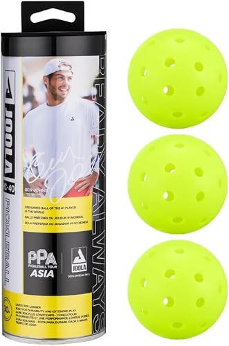 JOOLA HC-40 - Pelotas de pickleball para canchas duras con tubo de almacenamiento Pelotas aprobadas por USAP para juego de torneos Paquete de 3 o
