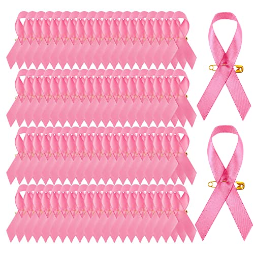 Image of 100 PCS Breast Cancer Pink Ribbon Pins Pink Ribbons Breast Cancer Awareness for Breast Cancer Awareness, Campaigns, Support Groups and Fundraisers Charity Event Survivor Campaign Party Favors Supplies