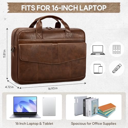 Maletín messenger para hombre RAINSMORE 16" piel PU miniatura 5
