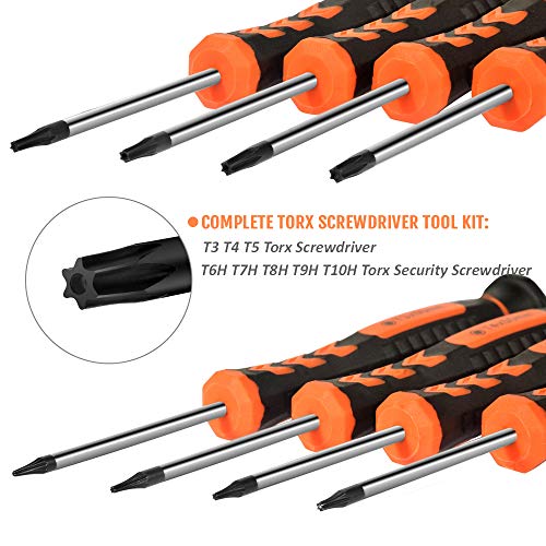 Torx Screwdriver Set,TEKPREM 8 in 1 Security Torx Screwdrivers with T3 T4 T5 T6 T7 T8 T9 T10 Torx Bit,Complete Torx Repair Kit for Mac Mini,iMac,Xbox Controller,PS3,PS4,Computer and Pocket Knife
