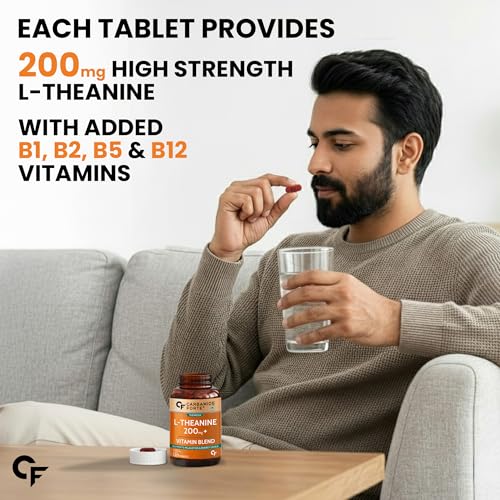 Image of Carbamide Forte L Theanine 200mg with Vitamin B Complex | L Theanine Supplements for Relaxation, Mood, Focus & Energy Levels | Stress Support Formula - 120 Veg Tablets