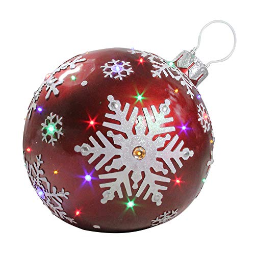 Northlight LED Lighted Jeweled Commercial Christmas Ball Ornament with Snowflake 18 Red