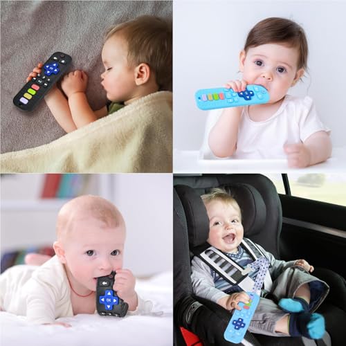 Image of 2 Pack Teether Toy for Babies Over 3 Months, TV Remote Control Shape Silicone Teething Toys for Infants 6-12 Months, Boys Girls Baby Teething Toys, Babies Chew Toys, Freezer BPA Free