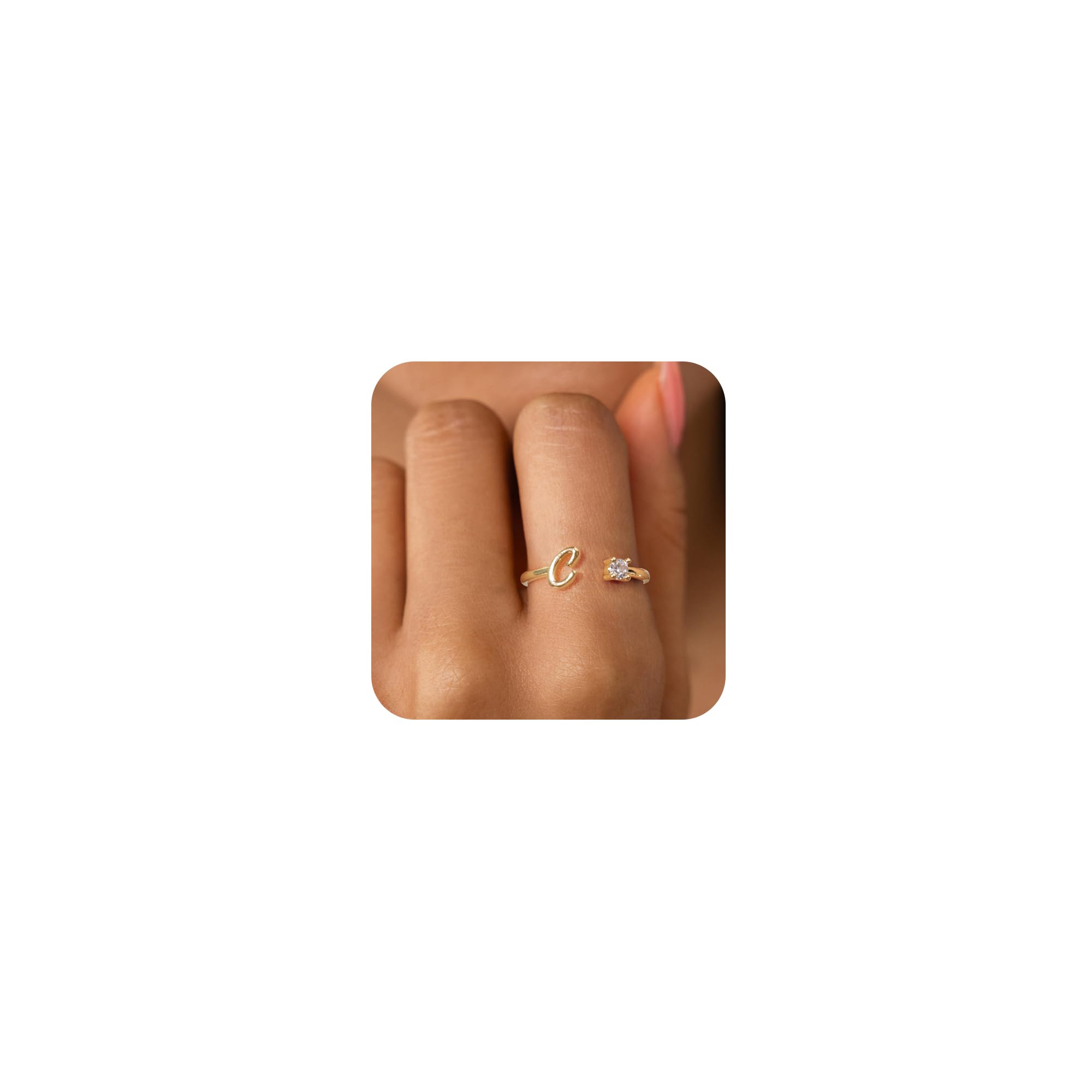 KICKGY Gold Rngs for Women, Dainty 14K Gold Plated Initial Rings Cute Name Rings Personalized Letter Thumb Pinky Ring Adjustable Open Rings for Women Non Tarnish Jewelry Gifts for Women
