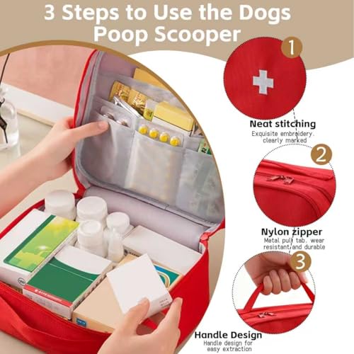Image of Red First Aid Bag, Medical Bag Empty, Portable Medicine Bag Organizer for Home Outdoor Camping Hiking Travel (Red)