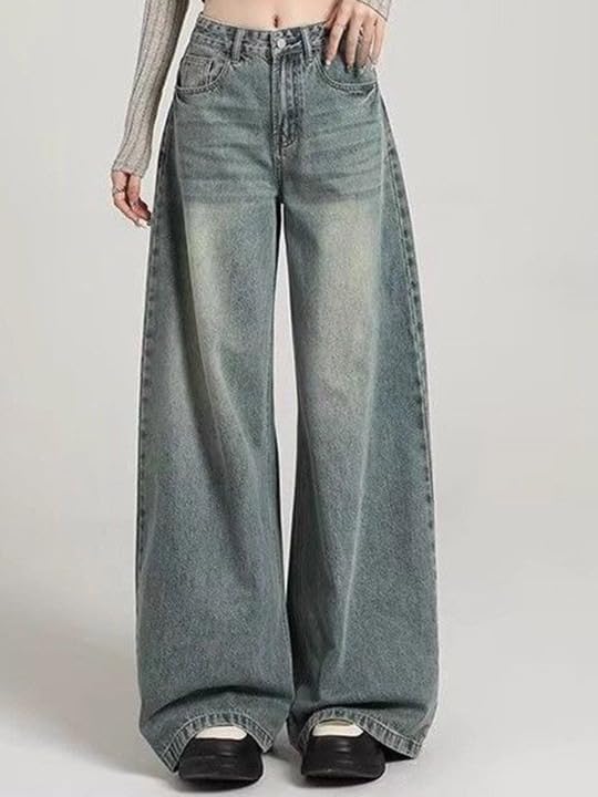 Image of KOTTY Women Wide Leg Baggy Jeans High Waist Relaxed Fit Denim Casual Wear