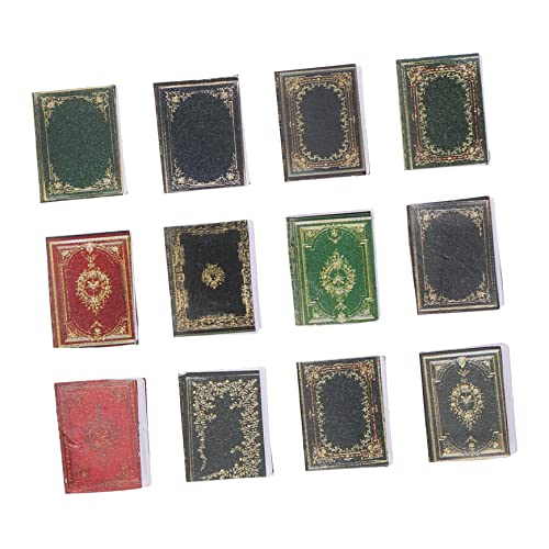 Sosoport 12 Piezas Mini Decoración Pequeños Libros De Casas De Muñecas Decoración del Hogar Libros Falsos Mini Adorno De Casa Miniaturas Diminuto Mini Libros Retro Papel