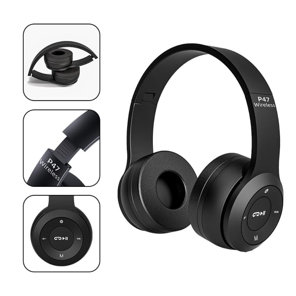 DYRBF - Cuffie pieghevoli wireless Bluetooth over-ear, Hi-Fi stereo bassi profondi, cuffie con microfono, connessione a 3 modalità (Bluetooth/cavo audio/scheda TF) per giochi musicali per bambini