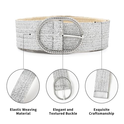 Women Belts Sparkle Belts for Women, Stylish Silver Belt with Silver Buckle, Perfect for Dresses & Jeans4