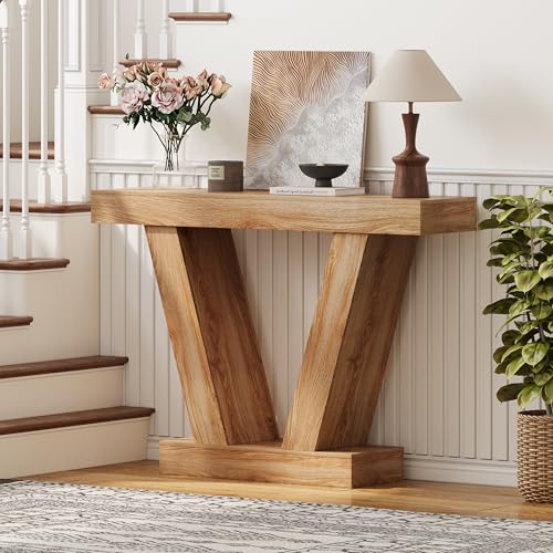 Nintendo NES Classic Console NinPeen Farmhouse Console Table, 47' W V-Shaped Entryway Table, Sofa Table Behind The Couch, Wooden...