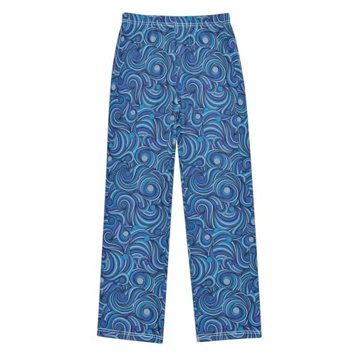 Hand Drawing Doodle Blue Boys Pants for Kids Jogger Pants with Pockets S-XL