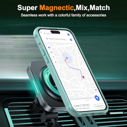 Image of Compatible with iPhone 15 Pro Case with Stand 6.1 inch,Green | Matte Translucent Phone Case for iPhone 15 Pro,360 Magnetic Ring Stand,Compatible Mag-Safe,Military Grade Protection
