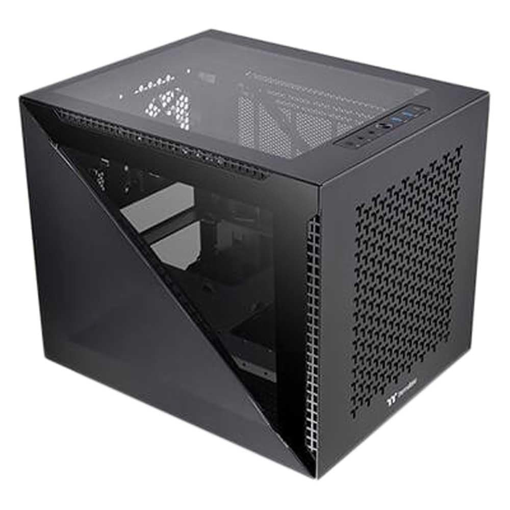 Thermaltake Divider 200 TG Air Black | Micro-ATX-PC-Gehäuse | 2 x gehärtetes 3mm Glasseitenteil | Mesh-Panel | schwarz