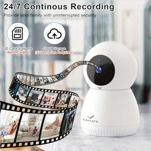 Image of CAMATE RoboCam 3MP (5 /2.4 Ghz Dual Band) Indoor WiFi CCTV Security Camera | Motion Detection & Tracking, Night Vision, 2-Way Audio, Support 256GB SD Card (3MP - 5GHz)