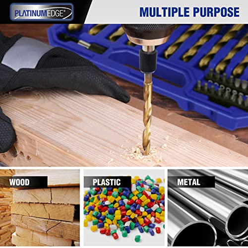 Platinumedge 02-109 46 Pieces Titanium Twist Drill Bit Set With Cr-V Bits, Hex Shank Drill Bit Set thumb #6