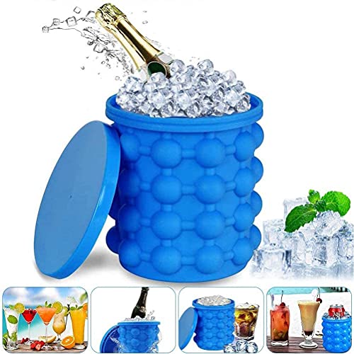 HUHUDAY Ice Genie - Cubitera de silicona para hielo, cubitos de hielo 2 en 1, cubitos de hielo con tapa para cócteles, bebidas alcohólicas, whiskey Cover