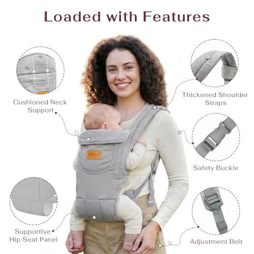 Image of Baby Carrier Newborn to Toddler(8-30lbs), Toddler Carrier Baby Holder Carrier with Adjustable Shoulder Strap, Chest Carriers, Grey