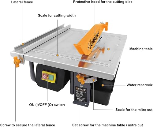 Miniatura 2 de Hoteche Sierra de azulejos húmedos de 7 pulgadas - Cortador de azulejos de profundidad de corte ajustable con motor 5A con depósito de agua