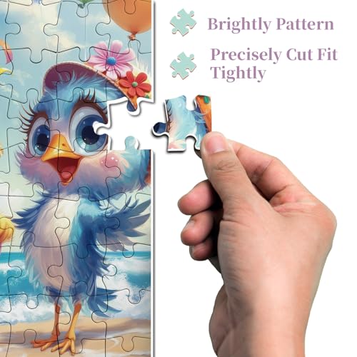Beach Chicken Puzzles para adultos 1000 piezas, rompecabezas familia pollo de acción de gracias, colorido rompecabezas de animal lindo para arte de pared miniatura 4